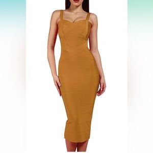 Women’s Strap Celebrity Midi Party Bandage Dress